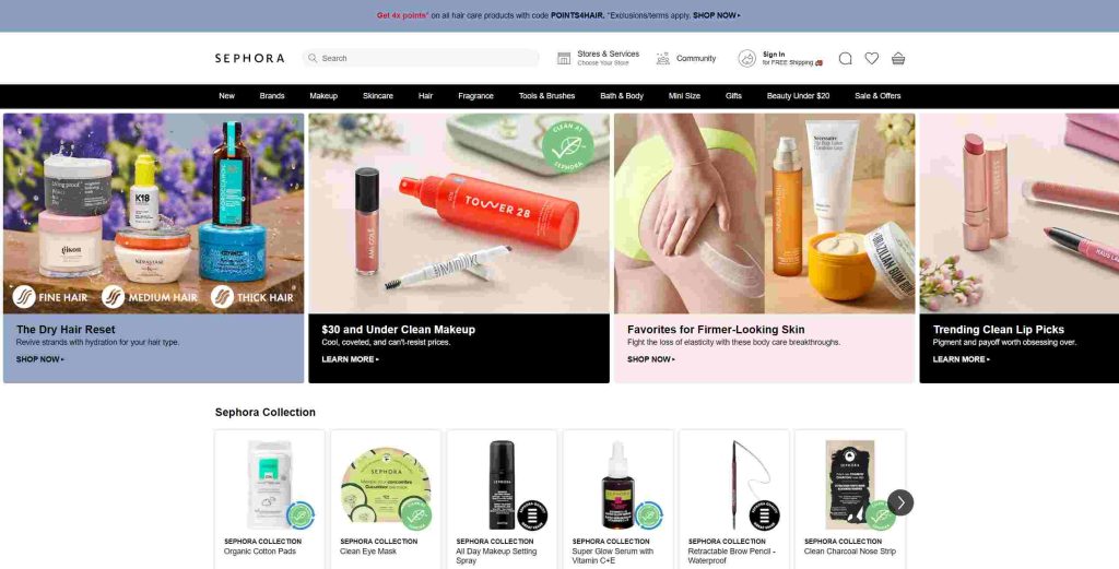 Sephora website image 